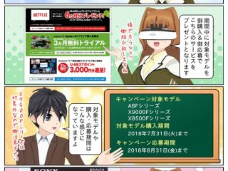 ソニーの4Kテレビを購入でNetflixやHuluを無料で楽しめるキャンペーン