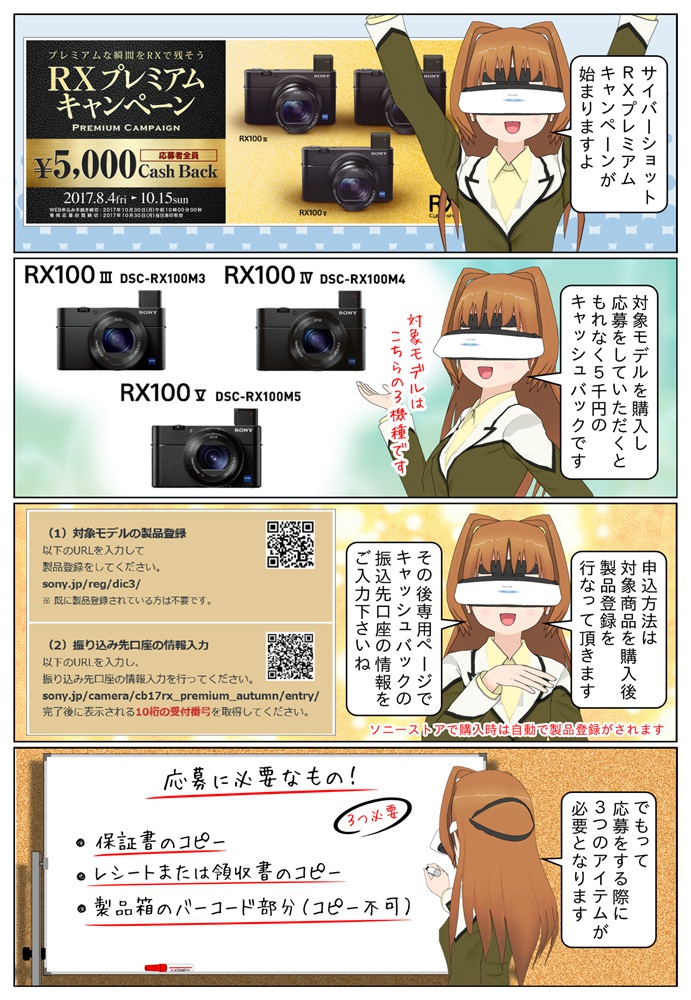 DSC-RX100M5、DSC-RX100M4、DDSC-RX100M3の購入者に5,000円のキャッシュバック