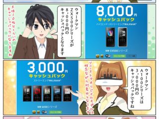 ソニーのウォークマン ZX500シリーズ を購入&応募で8,000円のキャッシュバック