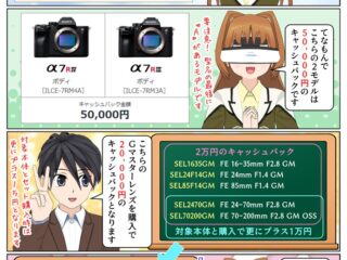 ソニーのミラーレス一眼カメラやレンズが最大5万円のキャッシュバック