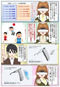 ソニーの着るクーラー REON POCKET PROのバッテリー持続時間