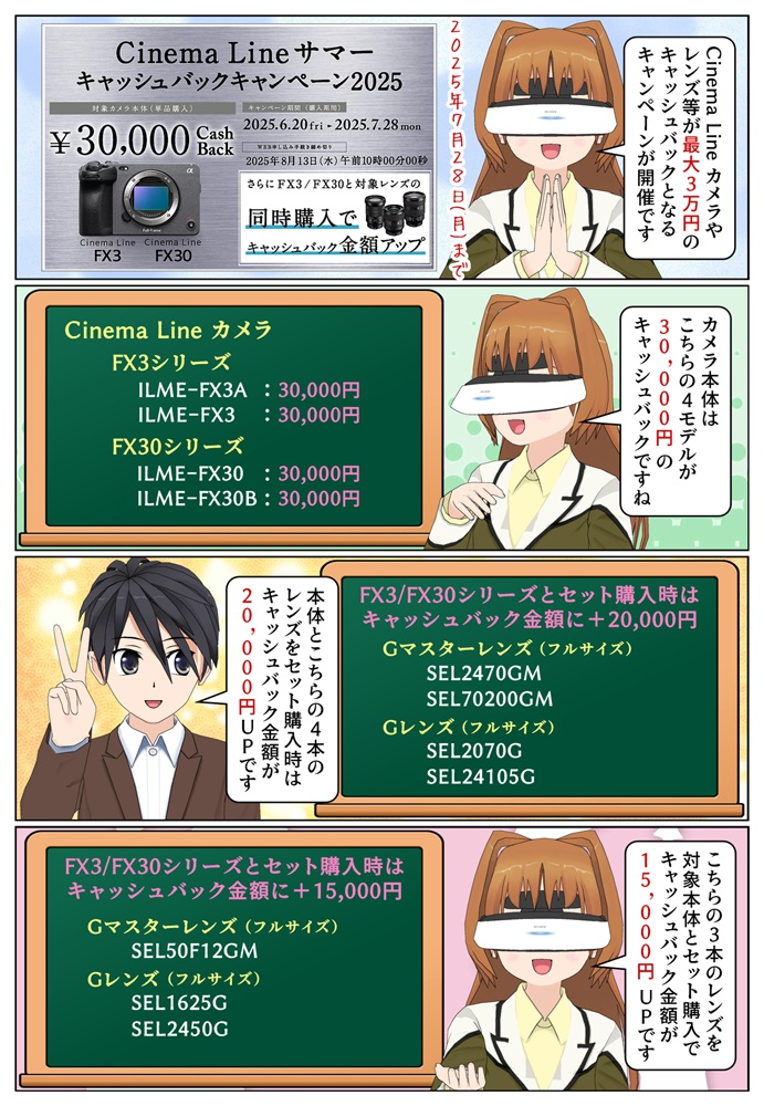ソニーのCinema Line サマーキャッシュバックキャンペーン2025年の対象モデル