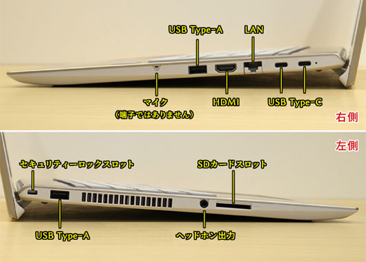 VAIO F16 2025年モデルの接続端子
