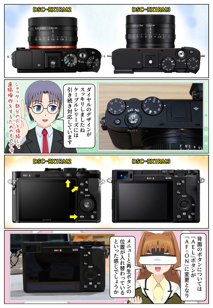 DSC-RX1RM3 と DSC-RX1RM2のデザインやボタンの違い