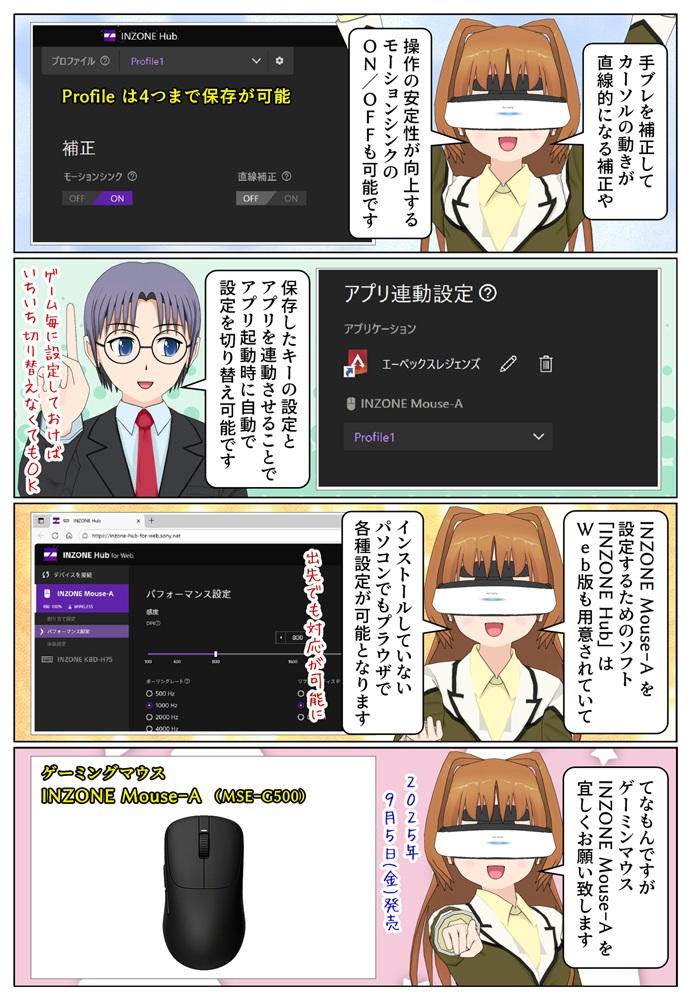 ゲーミングマウス INZONE Mouse-A はアプリ連動設定が可能