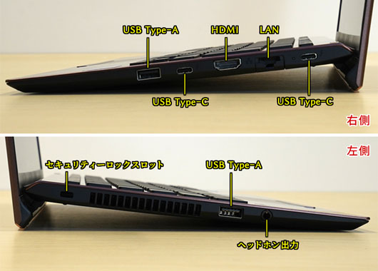 VAIO SX12 2025年モデルの接続端子