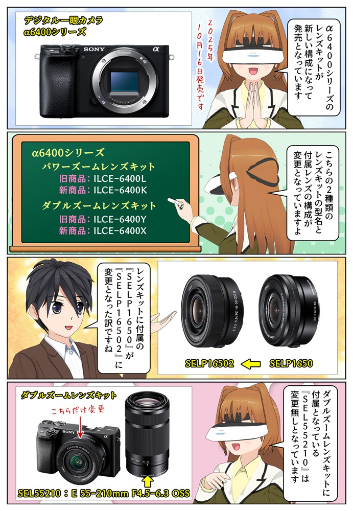 ソニーのα6400シリーズに新しいレンズキットILCE-6400KとILCE-6400Xが発売