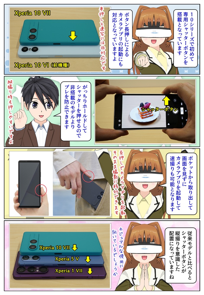 Xperia 10 VII はシャッターボタンを搭載