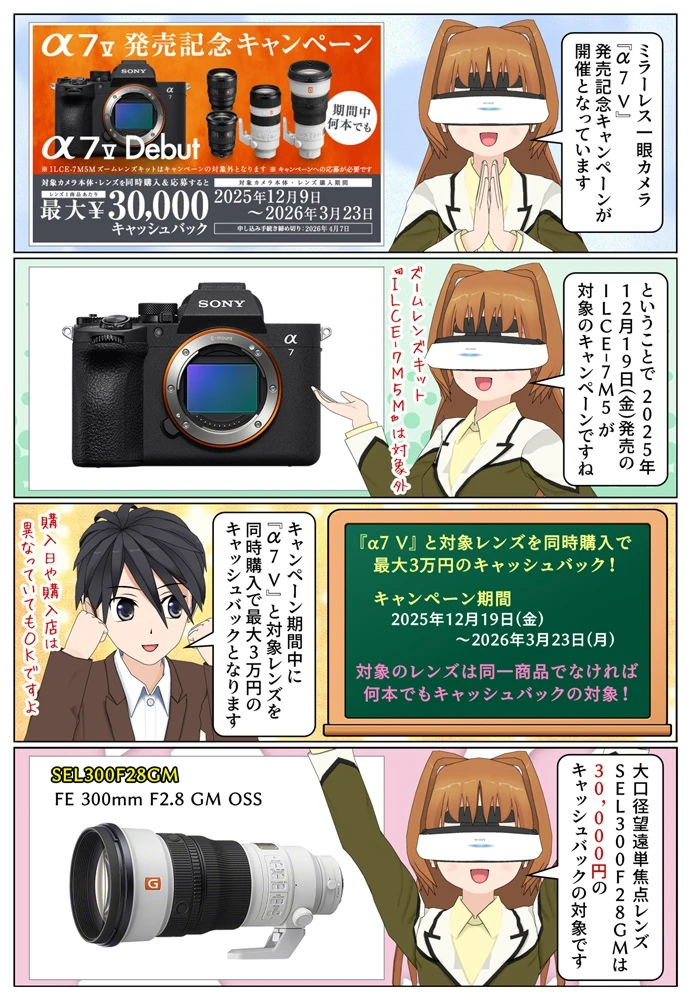 『α7 V』ILCE-7M5 の発売記念キャンペーンでレンズがお得に購入が可能