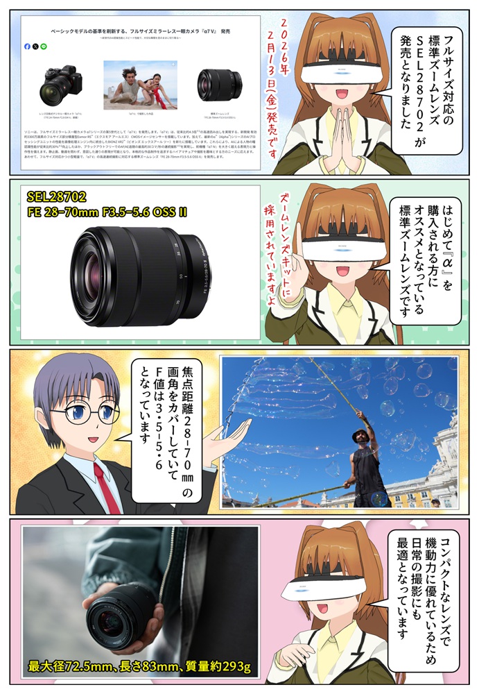 ソニーが標準ズームレンズ SEL28702（FE 28-70mm F3.5-5.6 OSS II）を発売