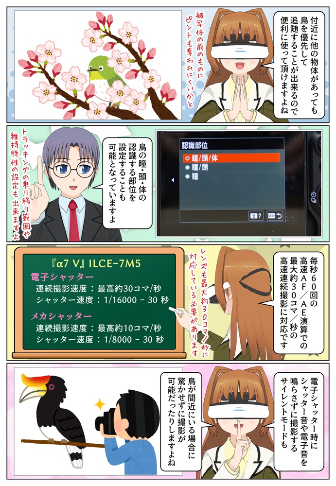 ILCE-7M5のリアルタイム認識AFは鳥に対応しています