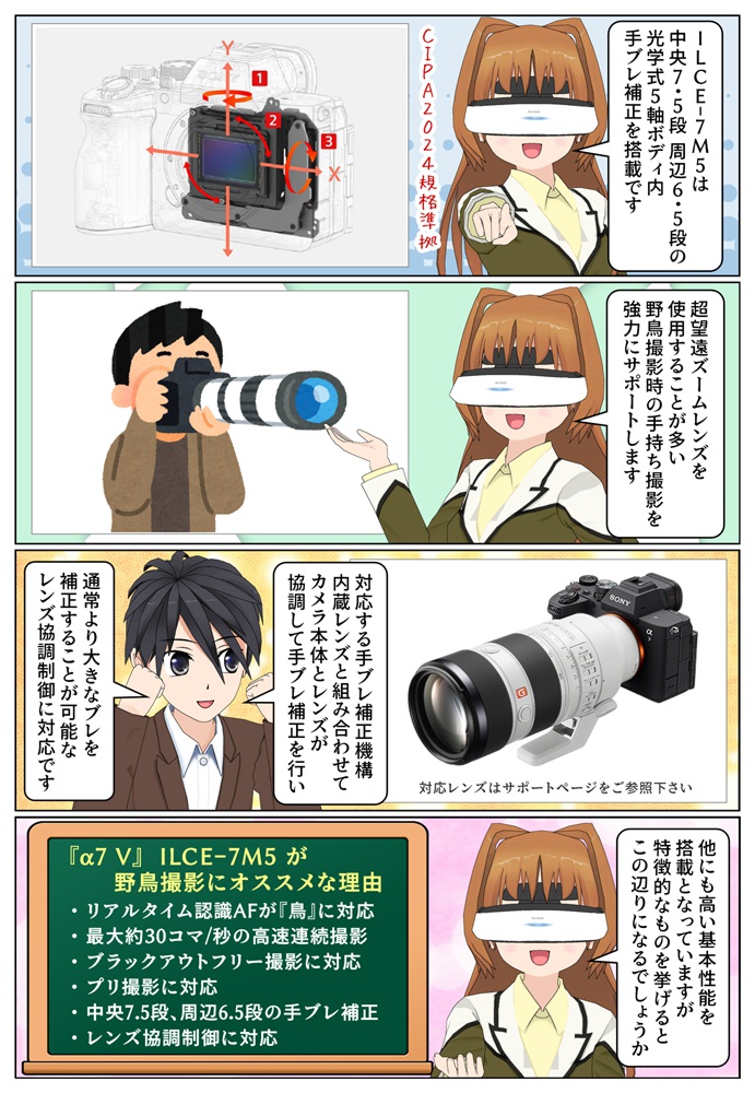 光学式5軸ボディ内手ブレ補正が野鳥を手持ち撮影する際に強力にサポートします