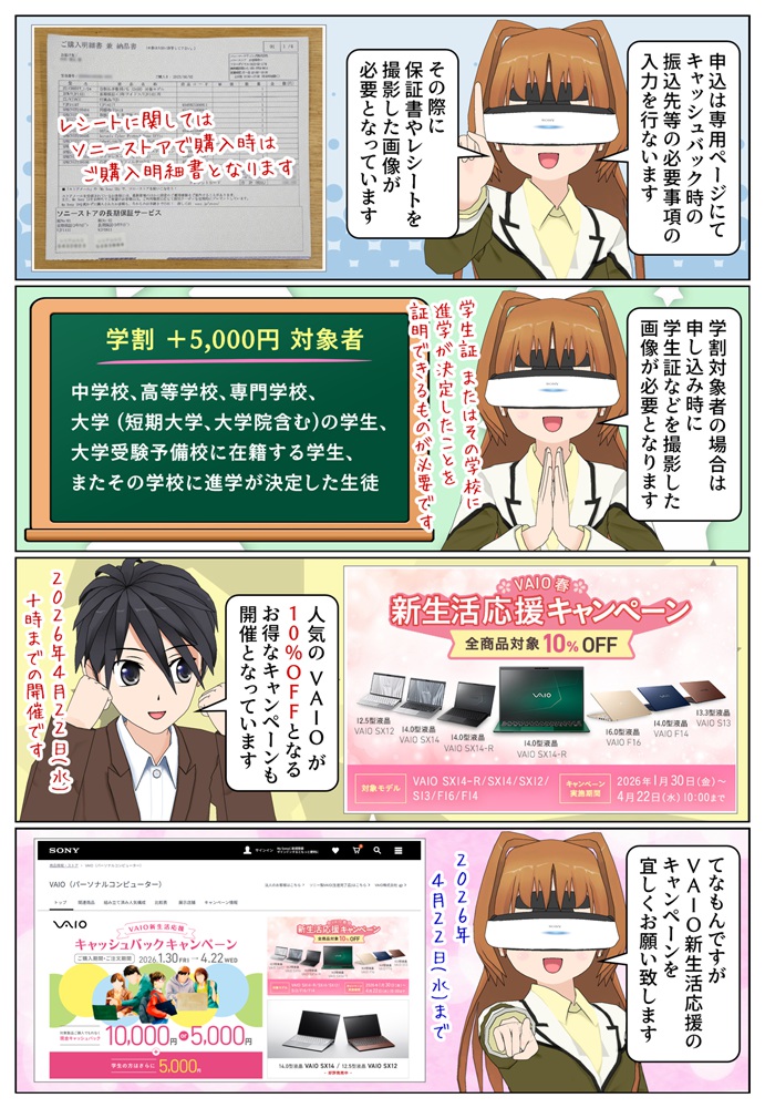 VAIOのキャッシュバック 2026の申し込み方法について