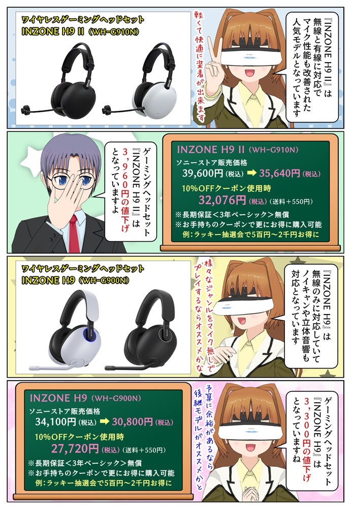 ソニーのワイヤレスゲーミングヘッドセット INZONE H9 II が期間限定で3,960円の値下げ