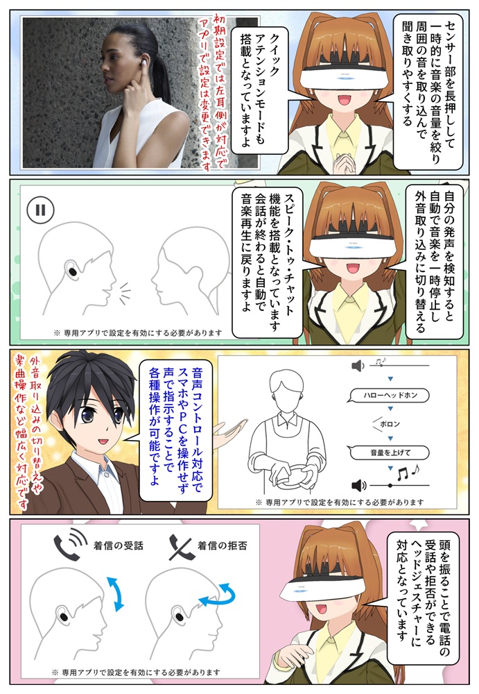 WF-1000XM6はスピーク・トゥ・チャットや音声コントロール等に対応