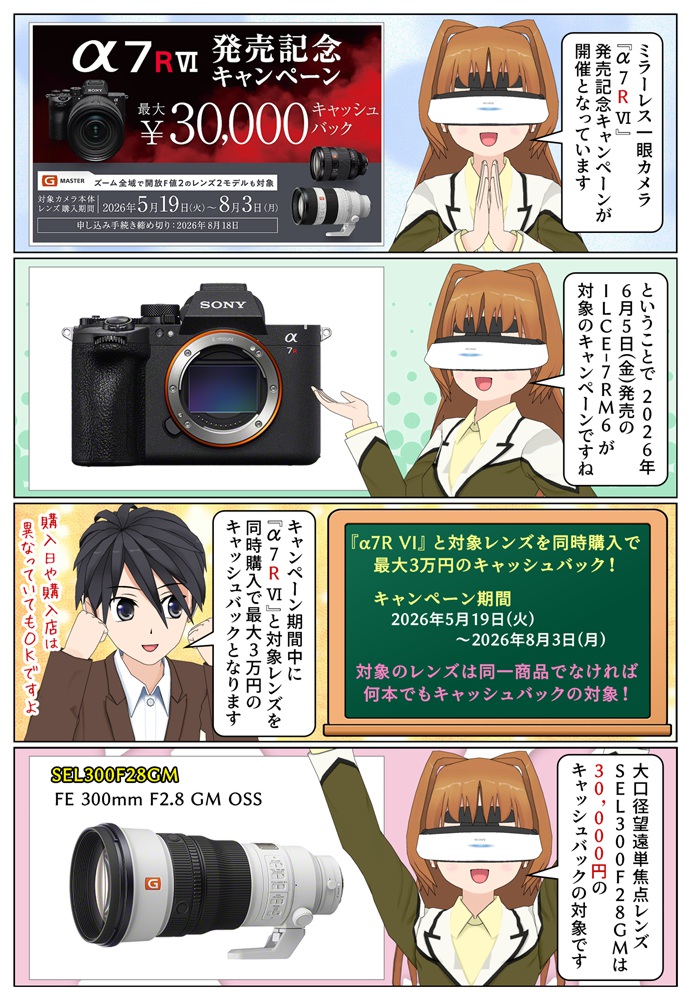 『α7R VI』ILCE-7RM6 の発売記念キャンペーンでレンズがお得に購入が可能