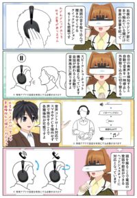 sony-manga-wh-1000xx-operation-2821_013 WH-1000XXは音声やジェスチャーなど様々な操作に対応しています