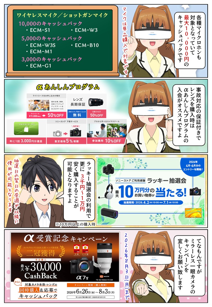 デジタル一眼カメラの本体とレンズはソニーストアでの購入もオススメです