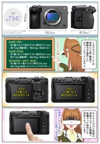 『FX5』と『FX3』の本体サイズや液晶モニターの違い