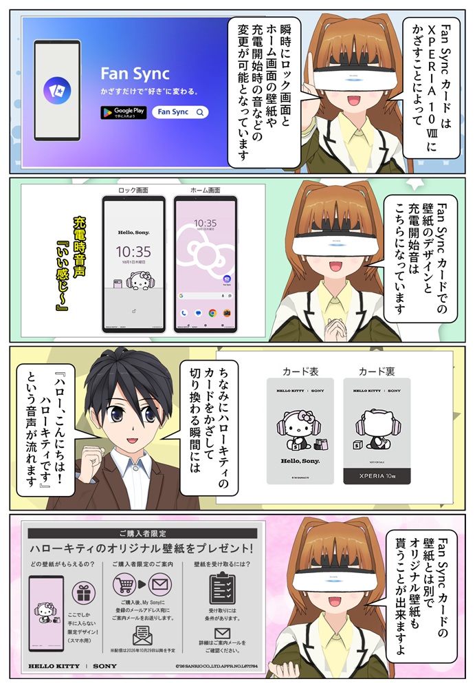 Xperia 10 VIII『ハローキティ』のFan Syncカードのデザイン
